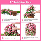 Artificial Flowers with Hanging Basket, Outdoor Faux Plants UV Resistant - Image 3