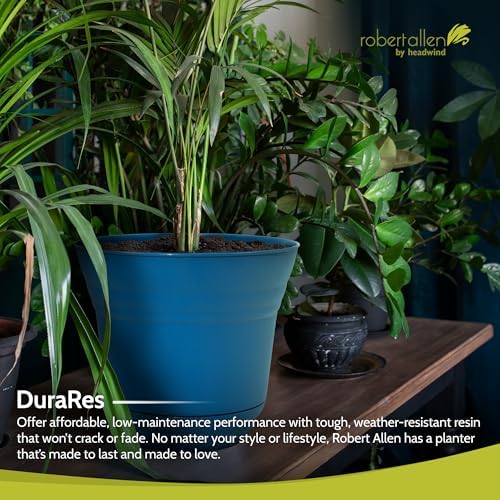 Headwind Traverse Planters – 14" 2 Pack Plastic Plant Pot in Sapphire Blue - Indoor & Outdoor Pots for Plants with Drainage - Decorative Plant Pot, Flower Pots Outdoor for Garden by Robert Allen - Image 4