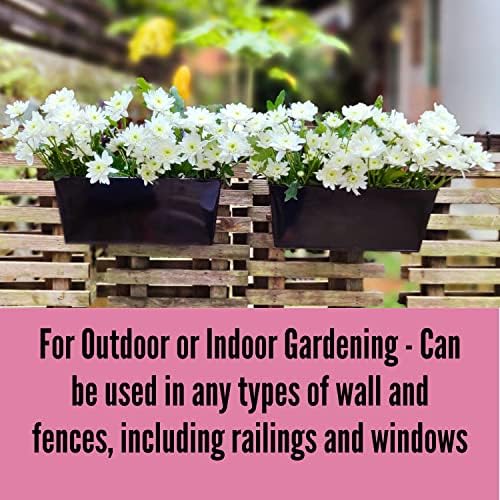 LaLaGreen Outdoor Rail Planter (16 in, 4 Pack) Black Metal Balcony Pots - Image 4