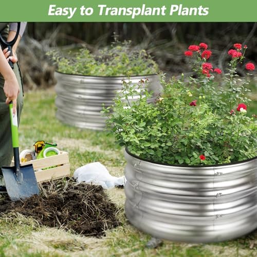 2 Pack 2x2x1ft Round Galvanized Raised Garden Bed Kits, Sliver - Image 4