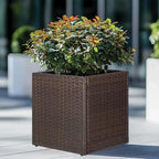 SUNNYPARK Set of 2 Large Square Planter with Removable Liner, All-Weather PE Rattan Modern Planters Indoor Outdoor Flower Plant Pots Garden Box Patio Yard Front Porch Deck - Image 2