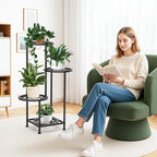 4 Tier Plant Stand Indoor Outdoor, Metal Shelf Holder Corner Black - Image 6