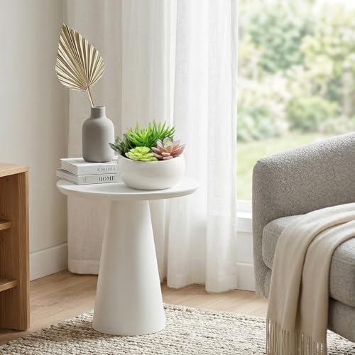 MyGift 6 Inch Round Modern Artificial Succulent Arrangement Potted in White Ceramic Plant Bowl, Assorted Faux Mini Succulents in a Decorative Planter Pot - Image 4