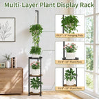 LASZOLA Hanging Plant Stand Shelf Indoor Tall, Corner 3 Tier Black 71 In - Image 3