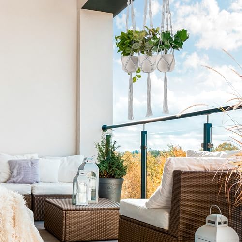 Sorbus Macrame Plant Hanger [4 Pack] Indoor Outdoor Hanging Plant Pots Cotton Rope, Elegant for Home, Patio, Garden - Image 4