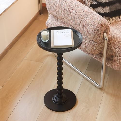 AWASEN Round Side Table, Small End Table for Small Spaces, Round Drink Accent Table Nightstand for Bedroom, Living Room, Corners, Office, Black - Image 5