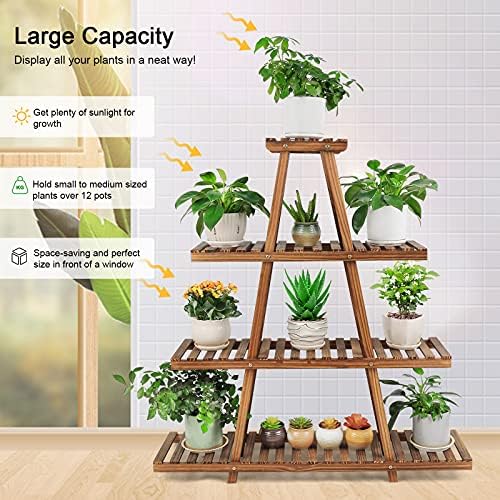 Ufine 4 Tier Wood Plant Stand Indoor Outdoor A Frame Plant Display Shelf - Image 4