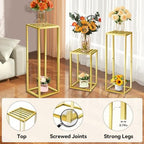 3pcs Cylinder Stands for Party, Gold Square 15.7/23.6/31.5 inch - Image 3