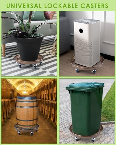 PACETAP 2Pack 14'' Large Plant Stand with Lockable Wheels, Heavy-Duty Plant Caddy with Casters for Indoor and Outdoor, Round Rolling Garden Pot Mover to Carry Potted Flower Pot - Image 6