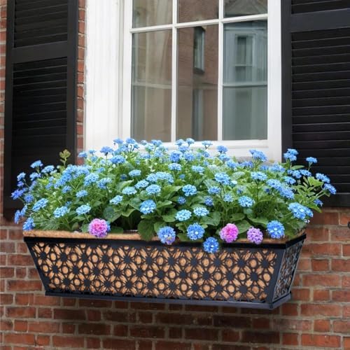 hehimhis Window Planter Box with Adjustable Bracket and Coco Liner for Porch, 24 Inch 4 Pack Balcony Planters Railing Hanging,Fence, Patio Hanging Planters for Garden Outdoor - Image 6