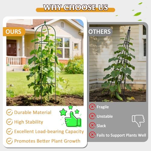 Garden Trellis for Climbing Plants, Tomato Cage, Rose, Flowers, Grape, Pea, Cucumber Trellis, Rustproof Plastic Coated Metal Plant Support for Potted Plants Indoor Outdoor - 2PC Plant Trellis - Image 4