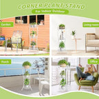 KMOTASUO Metal Plant Stand Tall for Indoor Outdoor Corner, 3 Tier Modern White - Image 3
