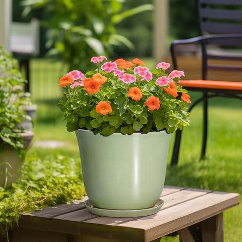 Ceramic Planter, 12 Inch Plant Pot for Indoor Plants, Green - Image 4