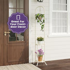 Metal Plant Stand 2-Tier with Hanging Hook, Indoor Outdoor Plant Shelf for Multiple Plants,Heavy Duty Steel (Cream) - Image 7