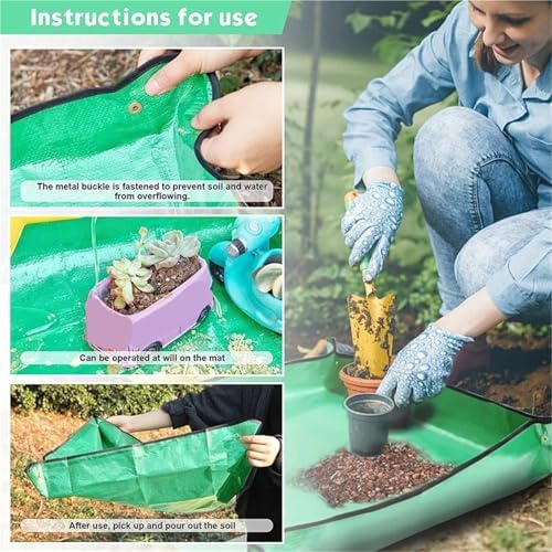Repotting Mat Plant Mat Gardening Planting Mat Foldable Garden Flower Pots Mats Transplanting Waterproof Mats 50-100CM(50cmx50cm) - Image 6
