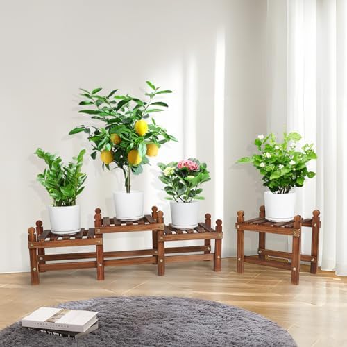Wood Flower Stand Small Plant Stand Shelf Bench Indoor Outdoor Low - Image 5
