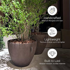 Lupo Tapered Indoor/Outdoor Planter, 24x18in Brown Stone - Image 4