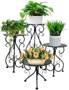 NAKUPE 4-Pack Metal Plant Stand for Indoor Outdoor, Heavy Duty Flower Pot Stands for Multiple Plants, Rustproof Iron Planter Holder Display Shelf for Patio Home Garden Porch Balcony(Black) by BuyNow
