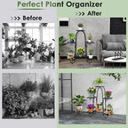 S AFSTAR 6-Tier Metal Plant Stand, Heavy-Duty Plant Display Stand Rack w/ Adjustable Footpads, Slatted Support Panel, Elevated Base, Decorative Flower Potted Holder Rack for Balcony, Living Room, Easy Assembly - Image 7