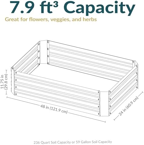 Sunnydaze Galvanized Raised Garden Bed, Rectangle, 4x2x1 ft, Brown - Image 6
