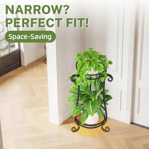iDavosic.ly 2 Tier Tall Metal Plant Stand Outdoor Indoor, 27 Inch, Black - Image 7