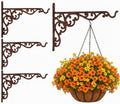 Landhoow 4 Pcs 15.6" Cast Iron Hanging Outdoor Wall Hanger, Rust Brown by Landhoow