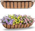 HFHOME 30" Deck Railing Planter Box with Horse Trough Coco Liners, Black Window Box Metal Hanging Flower Planters Baskets for Indoor, Outdoor, Balcony, Porch, Fence, Patio, and Lawn (Set of 2) by HFHOME