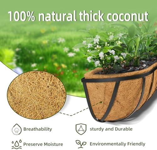 hehimhis 2 Pack 24 Inch Window Planter Box with Adjustable Bracket and Coco Liner for Porch, Balcony Planters Railing Hanging,Fence, Patio Hanging Planters for Garden Outdoor - Image 2