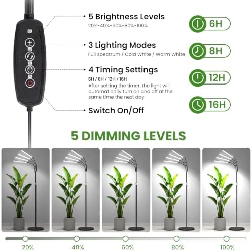 LBW Grow Lights for Indoor Plants, 75" Tall Full Spectrum Plant Grow Light - Image 4