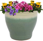 Sunnydaze Studio 14.5" Round Ceramic Planter, Seafoam by SunnydazeDecor