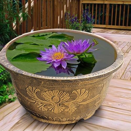 Large Flower Pot Thickened Plant Pot with Drainage Hole Retro Resin Lotus Planter for Indoor Outdoor Plants Home Gardening Flower Pots No Drainage Hole XL - Image 5