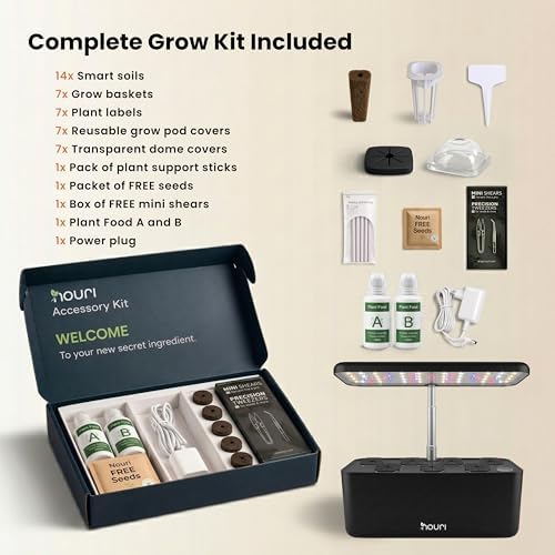 Nouri Hydroponics Growing System, 7 pod Smart Indoor Herb Garden Kit with LED Grow Lights, Hydroponic Herb Garden Indoor for Plant Lovers, Gardeners, Kitchen, Basil Seeds Included - Image 2