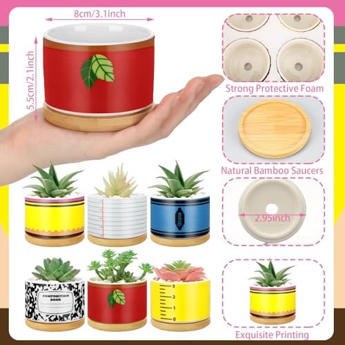 Remerry 6 Pcs Christmas Teacher Gifts Ceramic Succulent Plant Pot, Classic - Image 3
