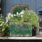 All Chic Metal Wall Planter Outdoor Wall Hanging Planter Rustic Wall Mount Planter Outdoor Wall Planter for Farmhouse Garden Decor (Green) - Image 4