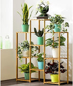 Indoor Ladder Plant Stand, 3-Tier 9 Potted Bamboo Outdoor Tall Plant Shelves, Multifuncional Wood Flower Pot Holder Display Rack Organizer for Office, Living Room, Balcony and Garden by Unknown