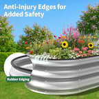 Kesfitt Raised Garden Bed, 5x2x1 FT Galvanized Steel Metal Raised Garden Bed, Oval Open-Bottom Design, 12-Inch Deep for Outdoor Vegetable & Herb Gardening, Silver - Image 6
