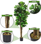 Goplus Fake Fiddle Leaf Fig Tree, 4FT Tall Artificial Tree Greenery Plants in Pots, Decorative Faux Trees for Indoor Home Office - Image 3