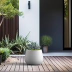 Kante Small Round Curved White Concrete Planter 12.6" Dia, Outdoor - Image 5