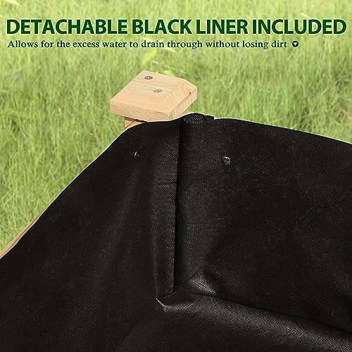 Yardenaler 48x24x30in Raised Garden Bed with Legs, Outdoor Elevated Wood Planted Box with Liner & Drainage Hole for Vegetable Flower, Backyard and Patio, Natural - Image 3