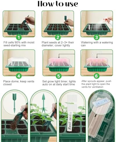 Seed Starter Tray with Grow Light (4x 24-LED), 4 Pack for Seed Starting - Image 6