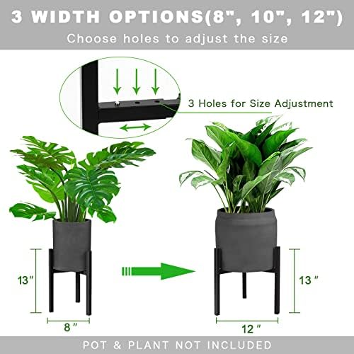 2 Pack Adjustable Plant Stand, Metal Planter Stands Indoor Outdoor, Mid Century Modern Plant Holder, Fit 8 10 12 inch Pots, Black (Pot & Plant Not Included) - Image 4