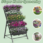 TEANDE Vertical Raised Garden Bed, 5-Tier Elevated Planter Box w/Drainage System & 4 Hooks for Herbs Vegetables Flowers, Vertical Garden Planter for Patio Yard Indoor Outdoor - Image 5