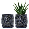 D'vine Dev 2-Pack Embossed Leaves Planter, 5 in, Midnight Blue, 27-F-V-3 by DvineDevPlanterPotsandStand