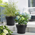 Myfeegoin 16-inch-Plant-Pots, 4 Pack Large Planters for Outdoor Plants, Plastic Flower Pots Indoor with Drainage Holes & Trays, Classic Garden Pot Container for House - Image 2