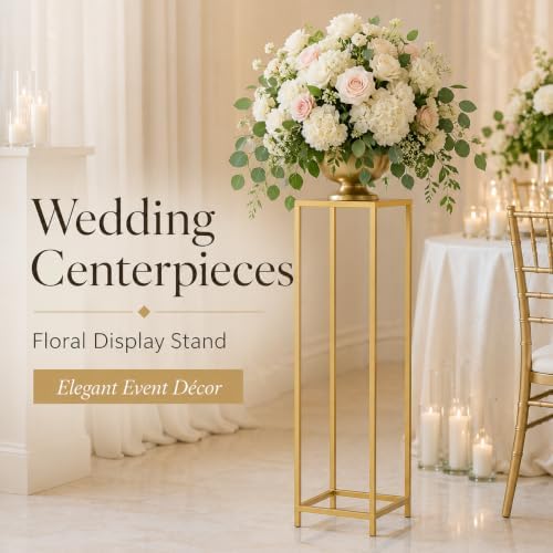 Koyal Wholesale 1Pcs 29 Inch Tall Modern Matte Gold Pedestal Stand, Metal Plant Stand Indoor Flower Pedestal Stands for Wedding Gold Harlow Stand Home Decor - Image 2
