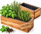 zaqro 17” Wooden Planter Boxes Set of 2 - Acacia Herb Planter Indoor by Zaqro