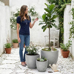 DTY Mount Yale 11.8" D x 11" H (Pot Opening 8.3") Fiberstone Planter with Drainage Hole, Weather Resistant for Indoor and Outdoor, 2 Extra Coco Mats - Gray, Small - Image 4