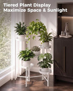 Bamworld Plant Stand Indoor Outdoor 6 Tier Corner Plant Shelf Metal Holder - Image 4