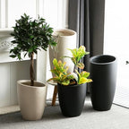Bevel Mouth Concrete Tall Flower Pot, Large Outdoor Decorative Plant Pot with Drainage Hole,Modern Planter Pots for Home,Garden,Patio,Courtyard,Porch,Black1 - Image 4