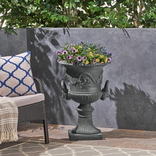 28.25" H Antique Gray Magnesium Oxide Concrete Chalice Urn Planter - Versatile Garden Planter Urns by Unknown